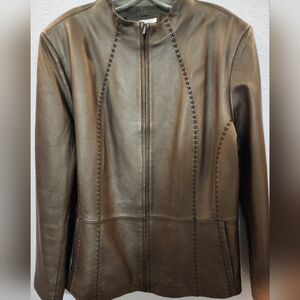 Coldwater Creek Bronzey Brown Leather Jacket